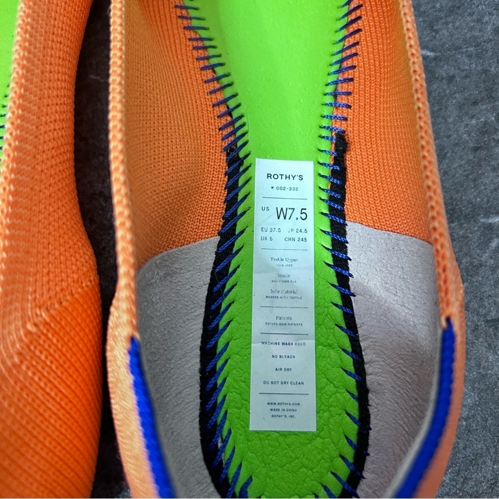 Rothy's Vibrant Tangerine Orange Ballet Flats Tortoiseshell Bottom Size 7.5 - Picture 9 of 13